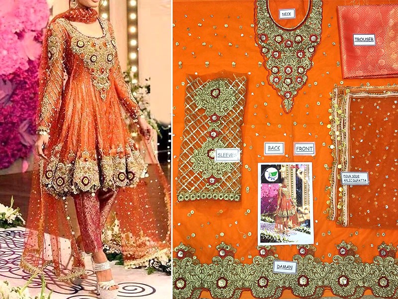 Heavy Embroidered Net Dress with Inner Menyari Shop Online